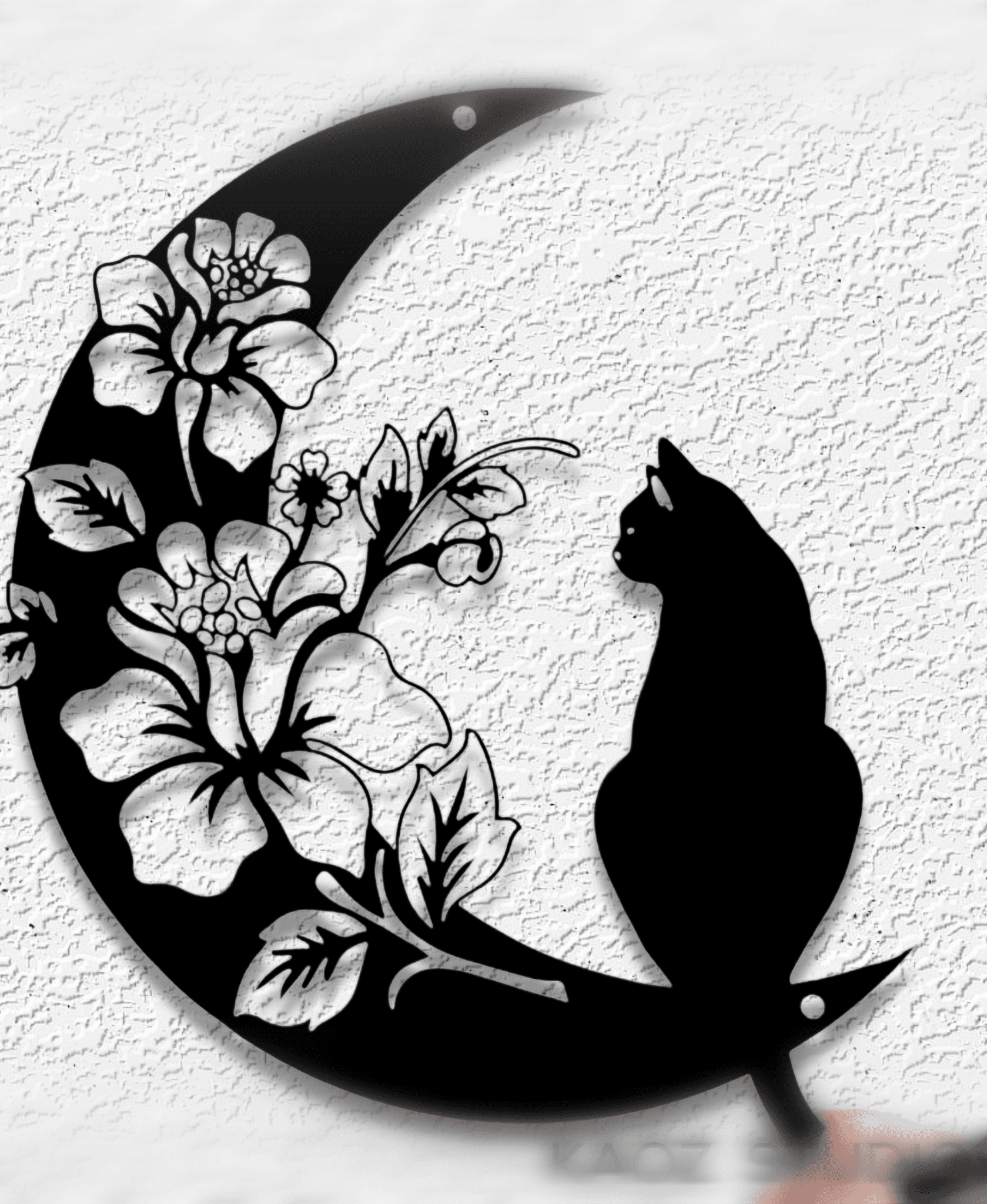 cat on the moon wall art space kitty wall decor 3d model