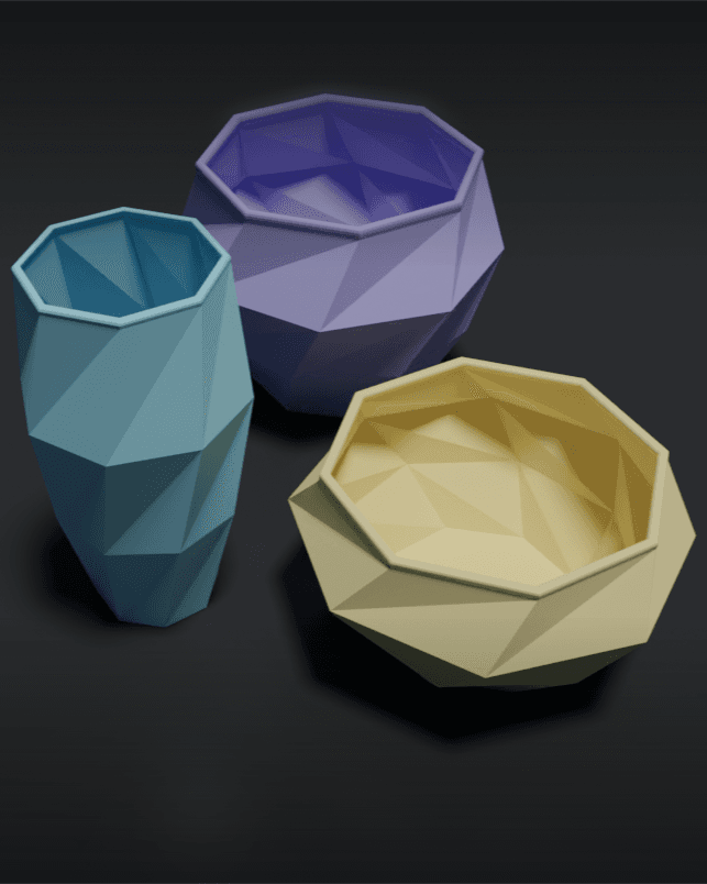 Low Poly Bowl and Vase Collection 3d model