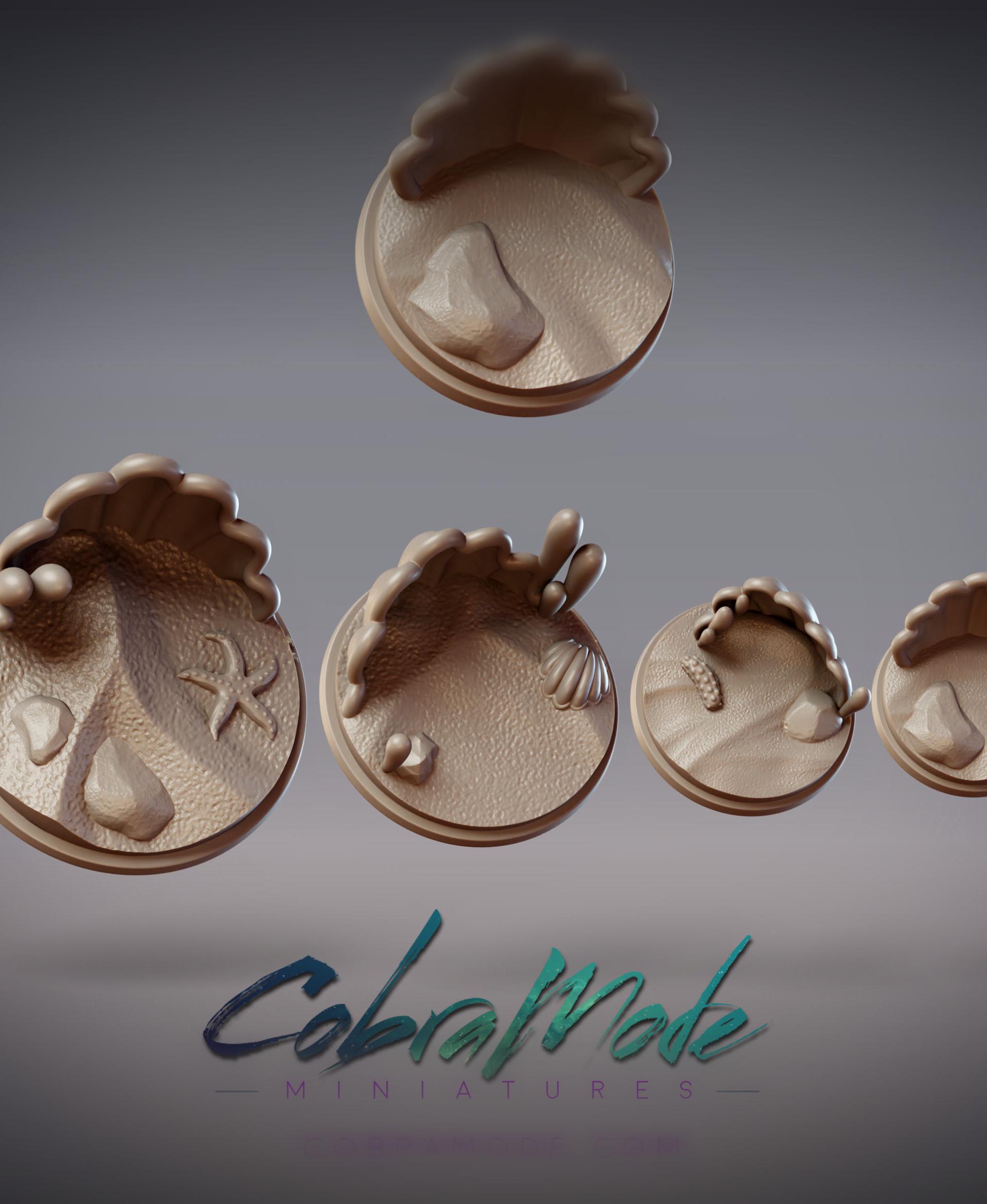 Clamshell Base Pack - Round and Square Versions (8pcs) 3d model