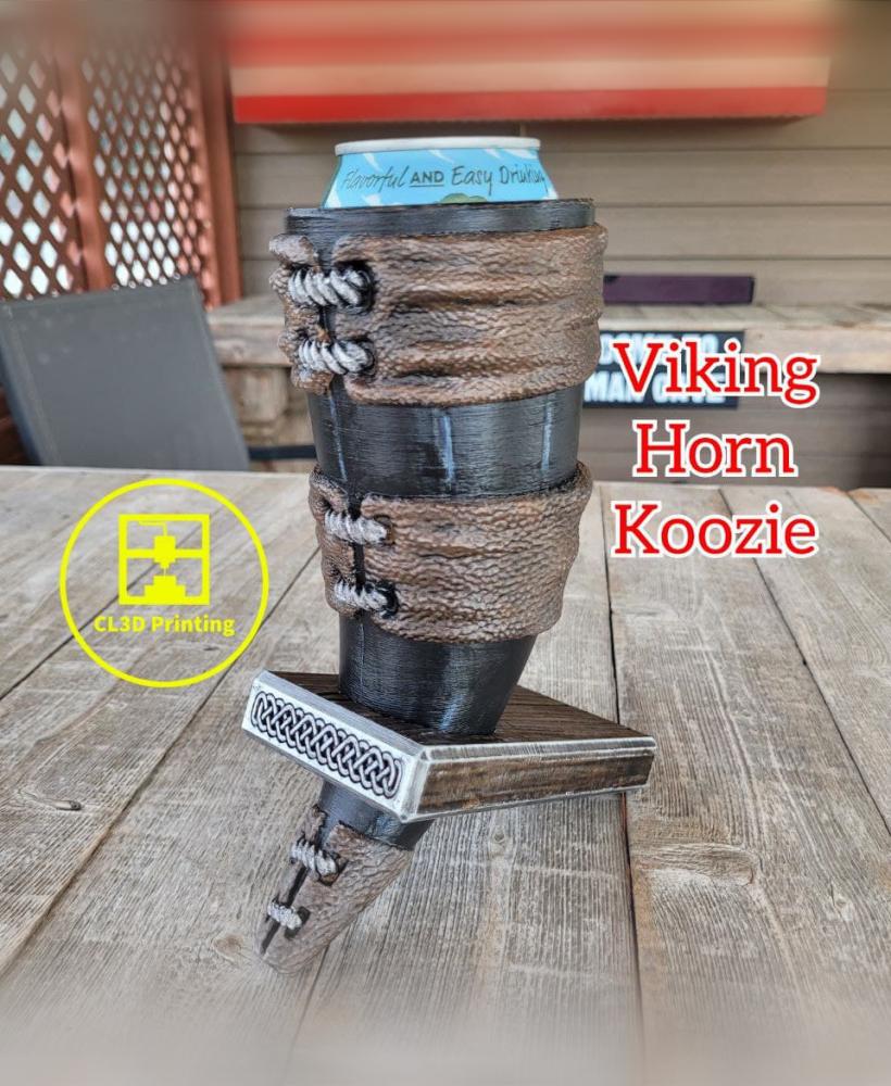 Leather Wrapped Vking Horn Beer Koozie 3d model