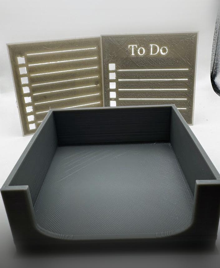 To Do List Holder with Box and Stencil (3x3" notes) 3d model