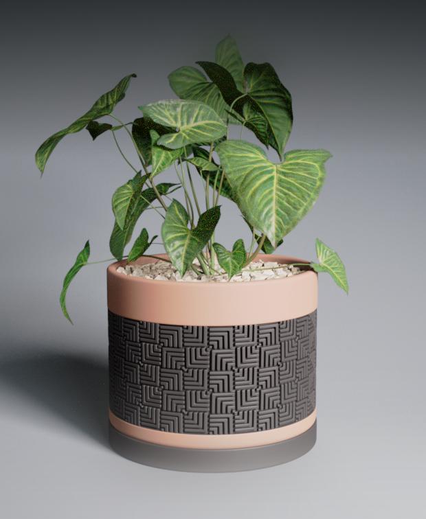 Planter Pot Mayan Revival with Straight Bottom 3d model