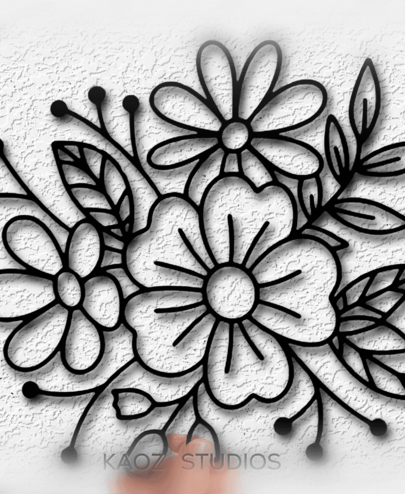 flower boquet wall art minimalist wall decor daisies decoration 3d model