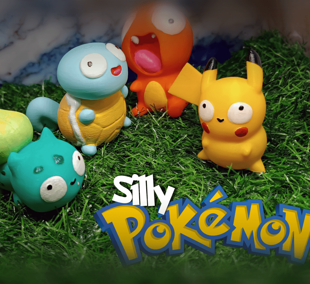 Silly Pokémon Set, Pikachu Charmander Bulbasuar Squirtle(4pcs) 3d model