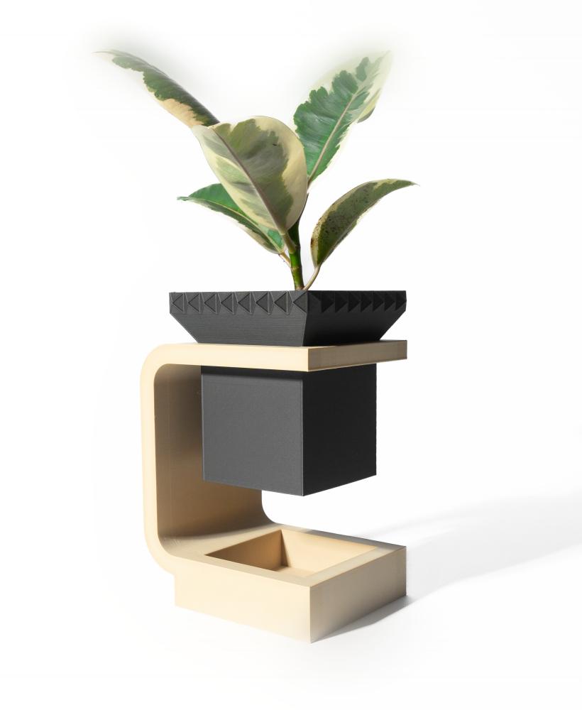 The Daka Planter Pot with Drainage Tray & Stand: Modern and Unique Home Decor for Plants 3d model