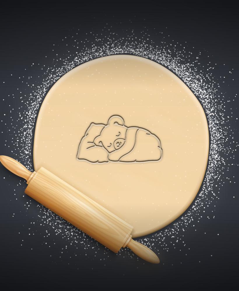 Sleeping Bear Cookie Cutter, Biscuit Cutter 3d model