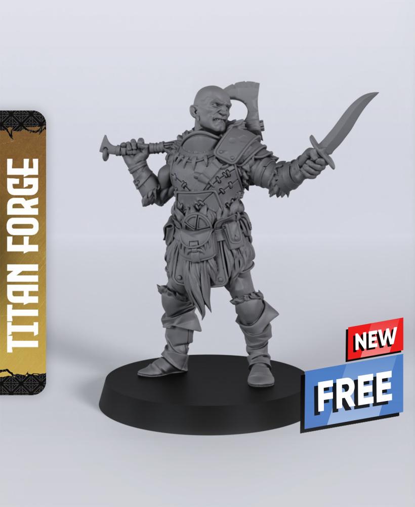 Goliath Male Fighter - With Free Dragon Warhammer - 5e DnD Inspired for RPG and Wargamers 3d model