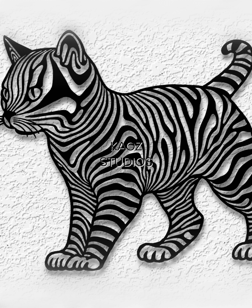 optical illusion kitty wall art cat decor 3d kitten 3d model