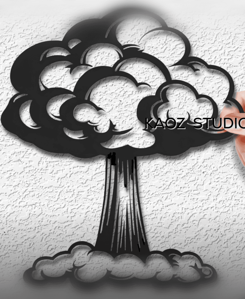 cartoon bomb cloud wall art atom bomb wall decor nuclear explosion decoration 3d model