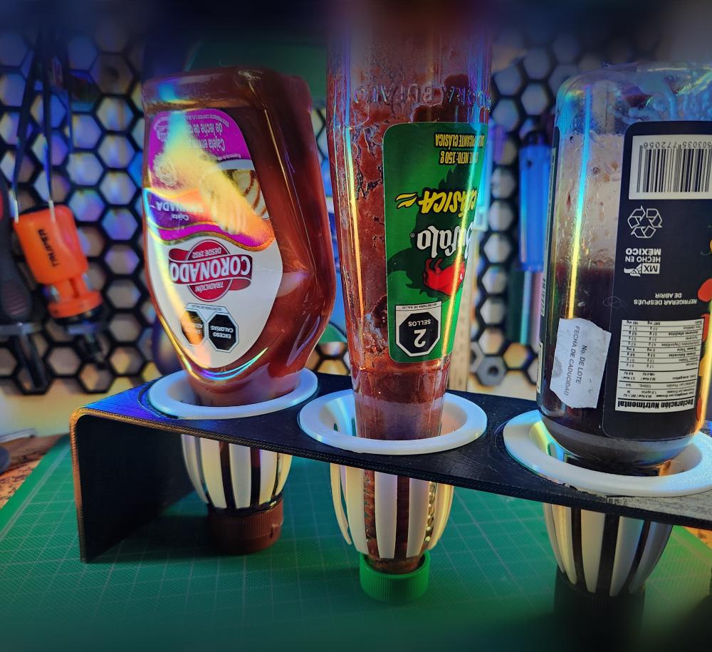 Upside-Down Bottle Holder & Tray 3d model