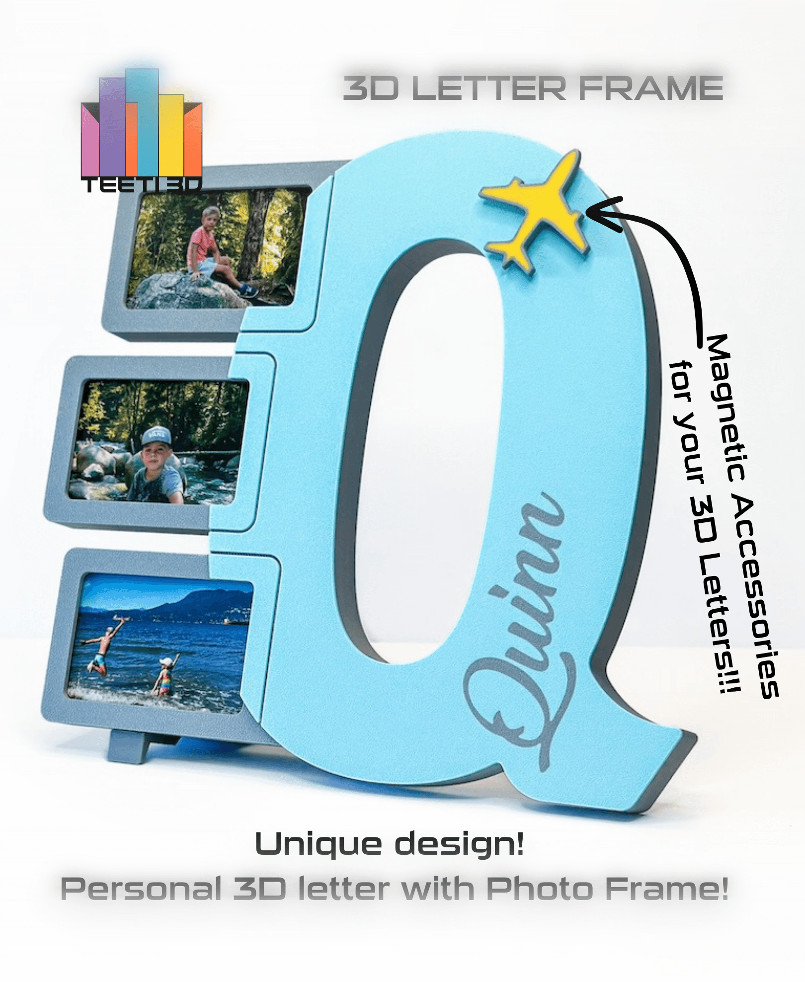 3D Letter "Q" with Photo Frame 3d model