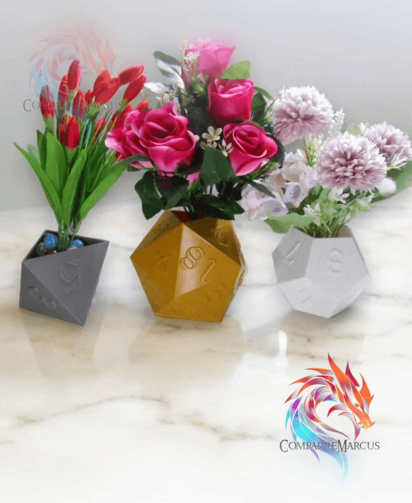 Planter dice polyhedron / Set of 3 / Easy print 3d model