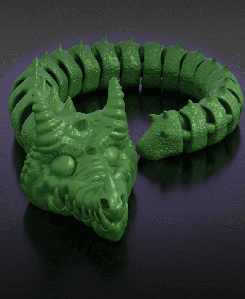 Articulated Dragon Snake - Spikey Version 3d model