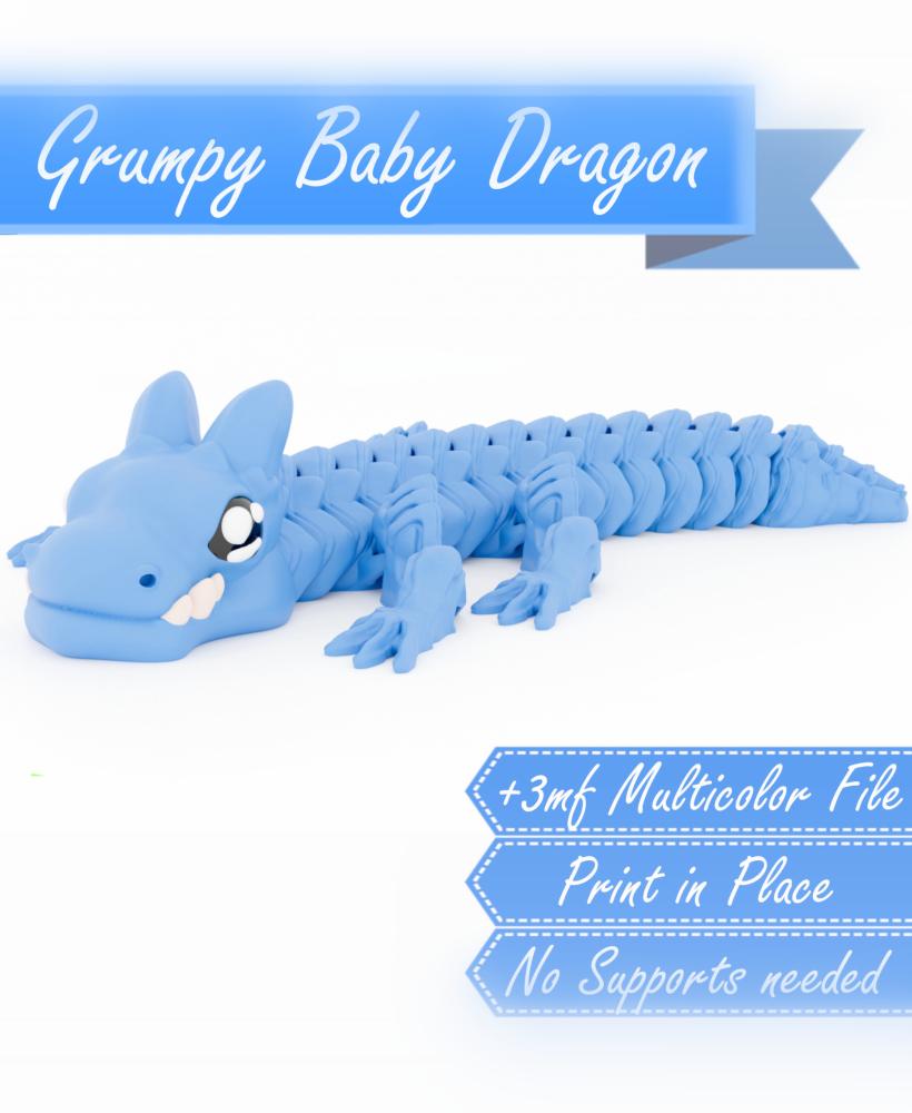 Grumpy Baby Dragon 🐉 - Multicolor - Articulated - Print in Place  3d model