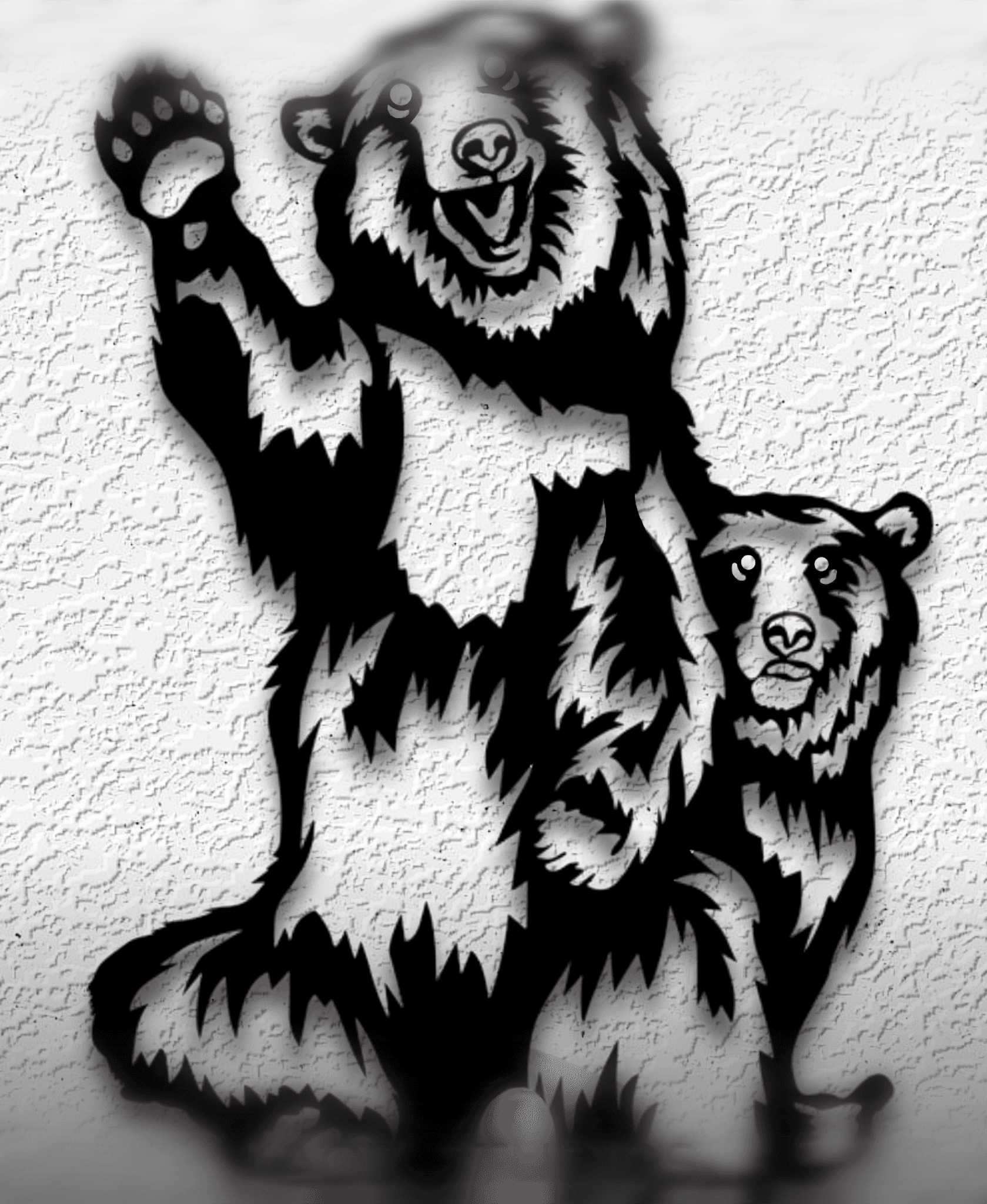 waving bear wall art cute bears wall decor mama bear and cub decoration 3d model