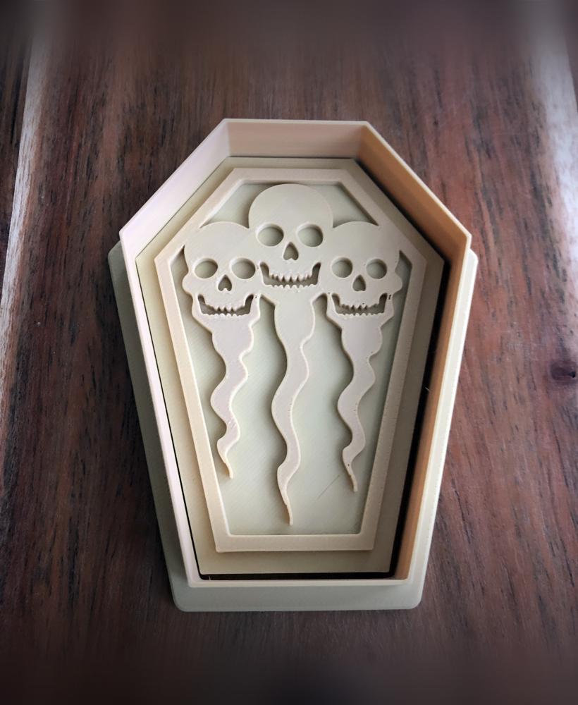 Coffin Skulls Cookie Cutters and Stamps 3d model