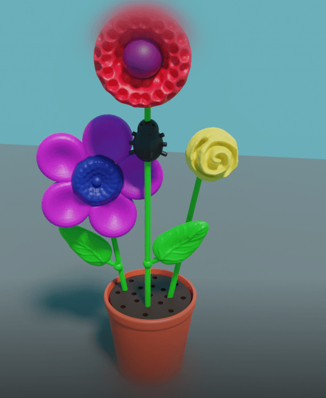 Flower With Flower Pot - No Supports - Press Fit 3d model