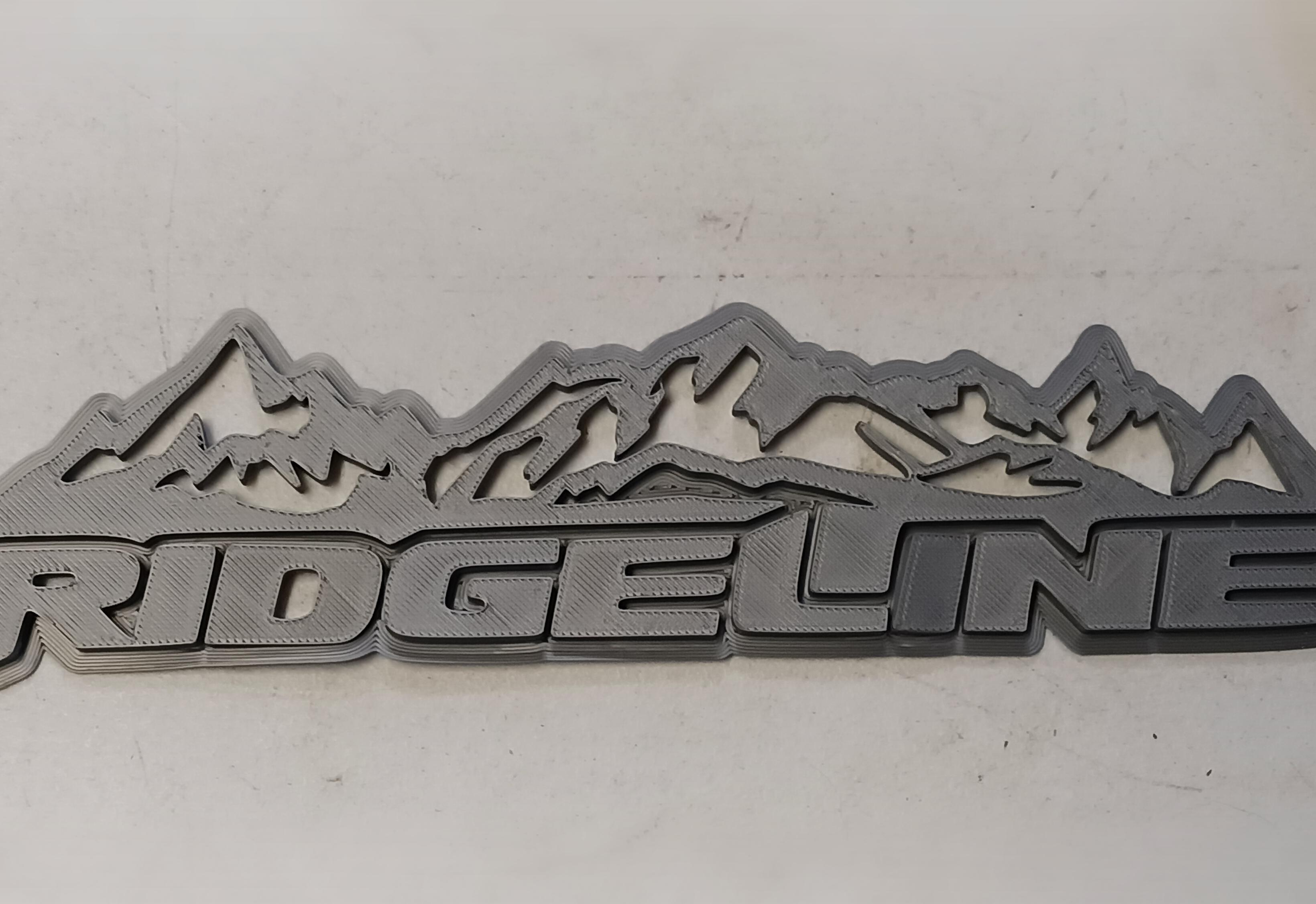 Ridgeline Badge with mountain peaks above emblem 3d model