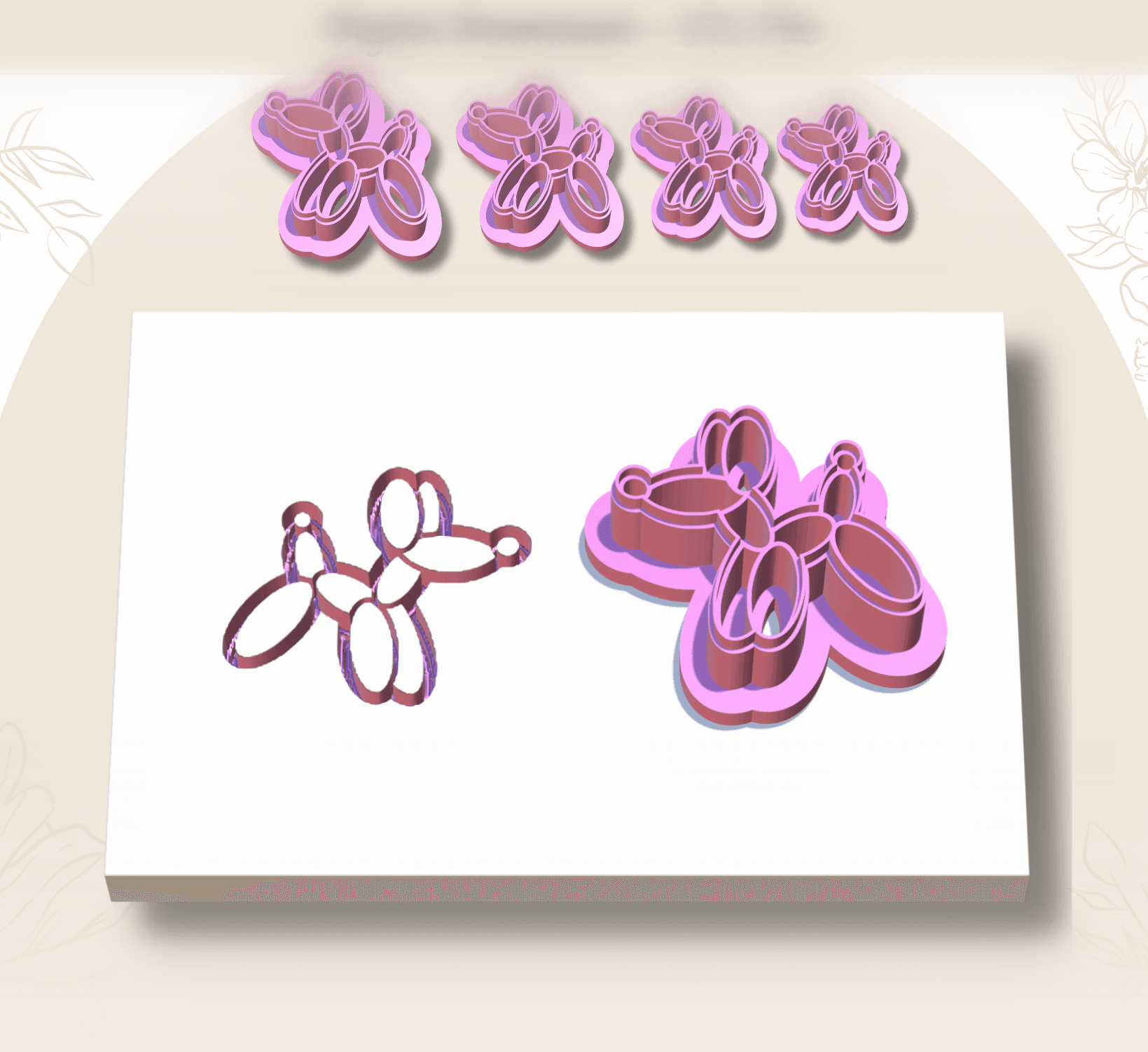 Balloon Puppy Clay Cutter for Polymer Clay | Digital STL File | Clay Tools | 4 Sizes Summer Clay Cut 3d model