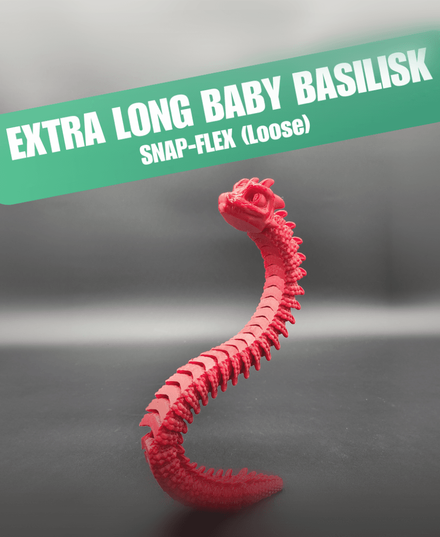 Baby Basilisk (Extra Long) - Articulated Snap-Flex Fidget (Loose Joints) 3d model