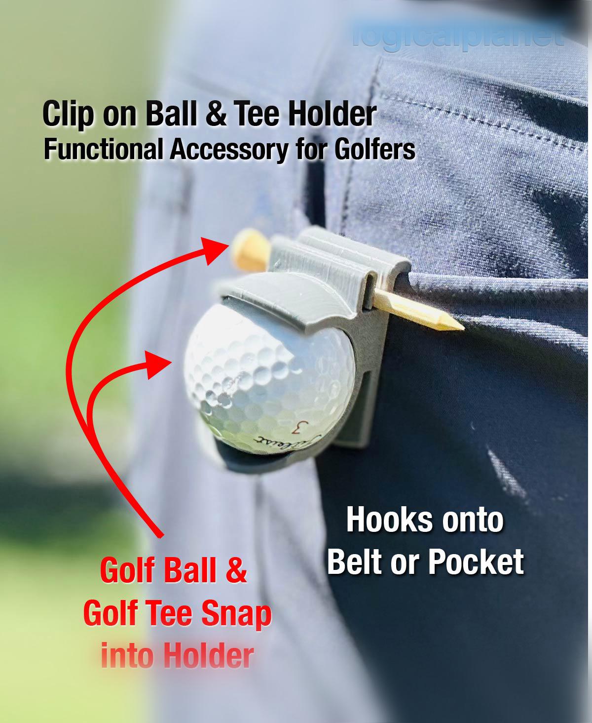 Clip-on Ball and Tee Holder for Golfers 3d model