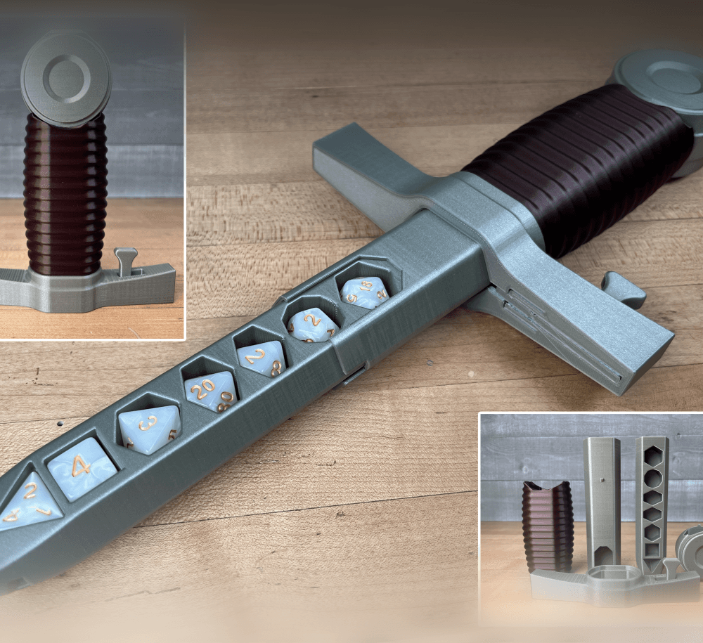 Multi-Part Collapsing Dice Dagger 3d model