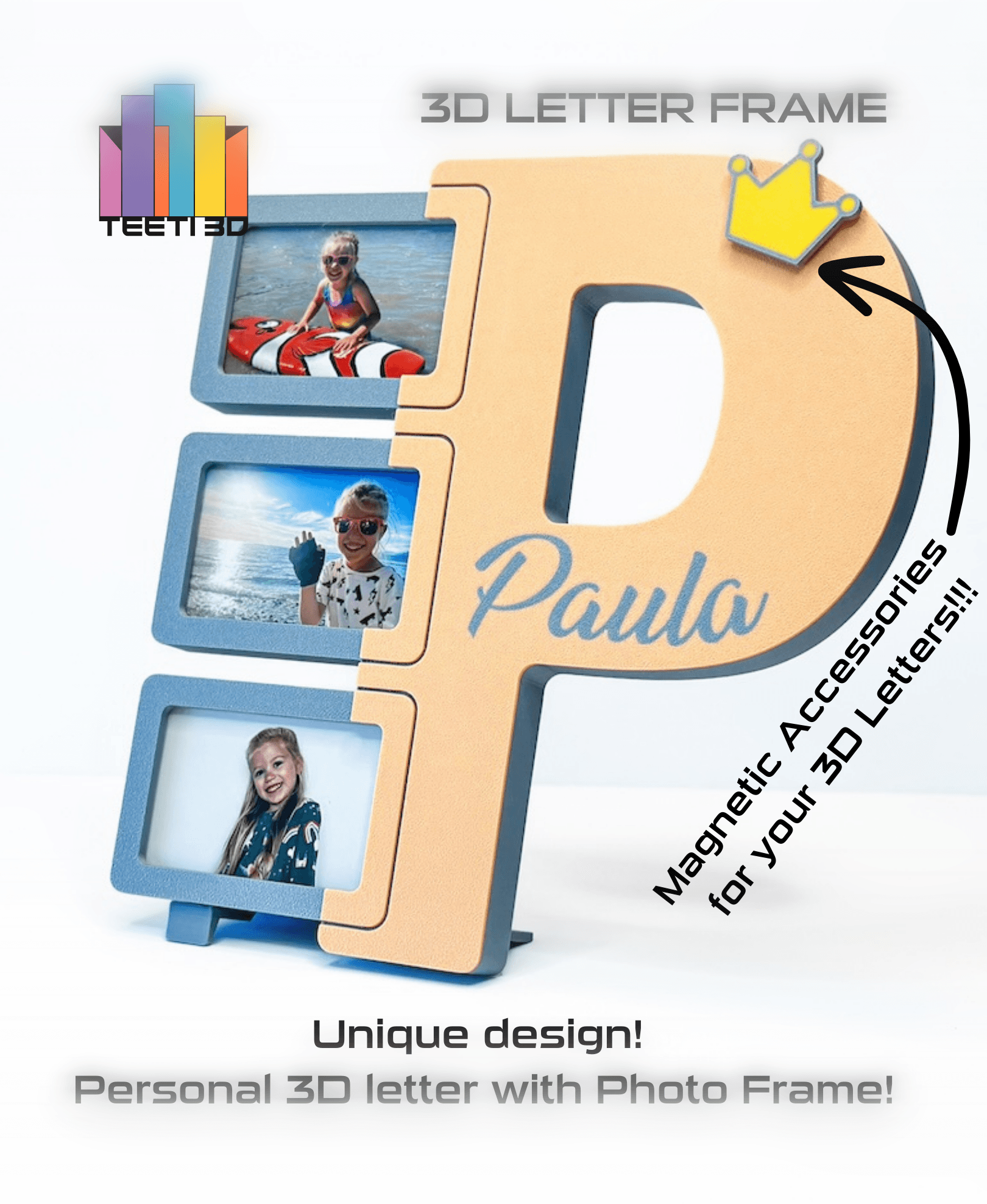 3D Letter "P" with Photo Frame 3d model