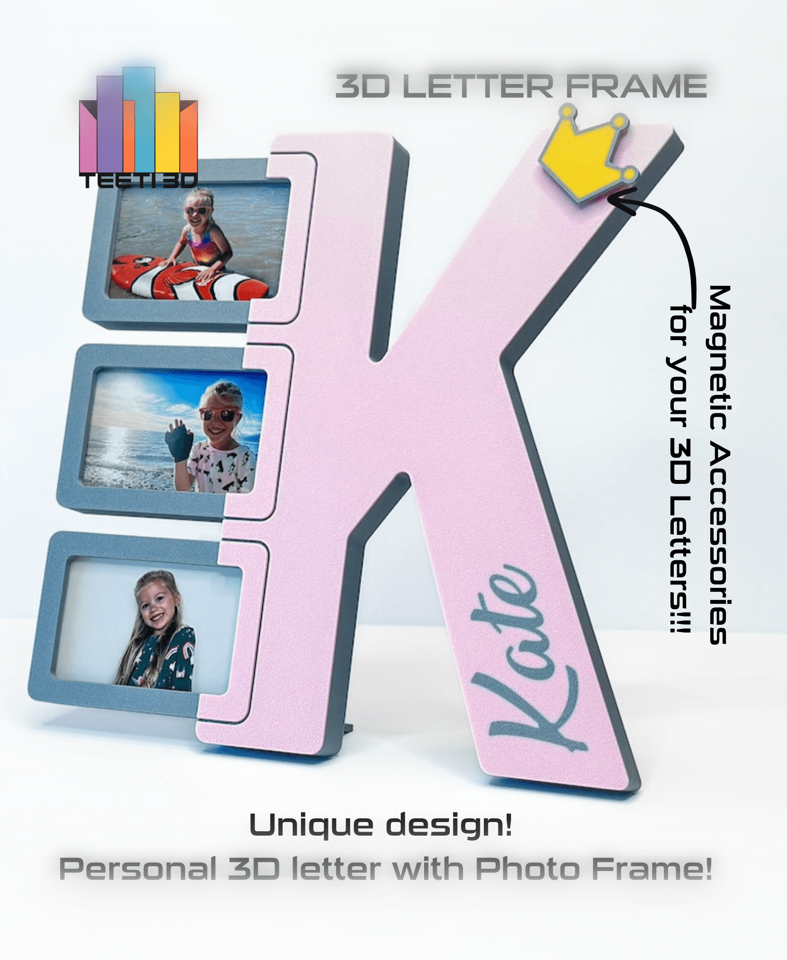 3D Letter "K" with Photo Frame 3d model