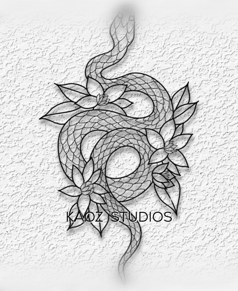 mandala snake wall art floral decor  3d model