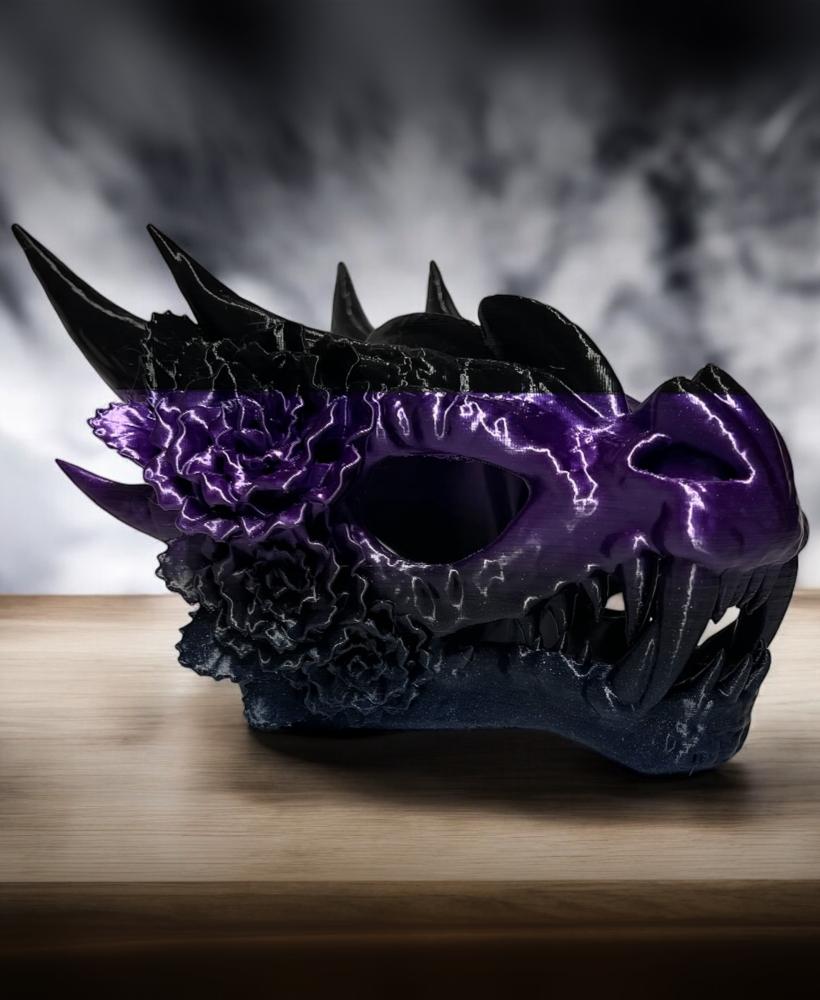 Dragon Skull - Dragon Skull with Flowers 3d model