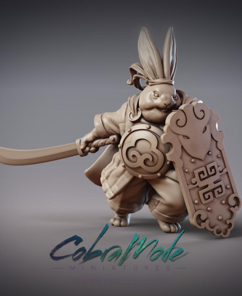 Rabbitfolk Knight - Fierce Flame, Guanghan Warrior (Pre-supported) 3d model