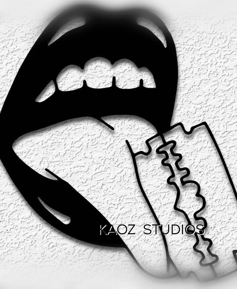 razor wall art halloween gothic horror wall decor lips 3d model