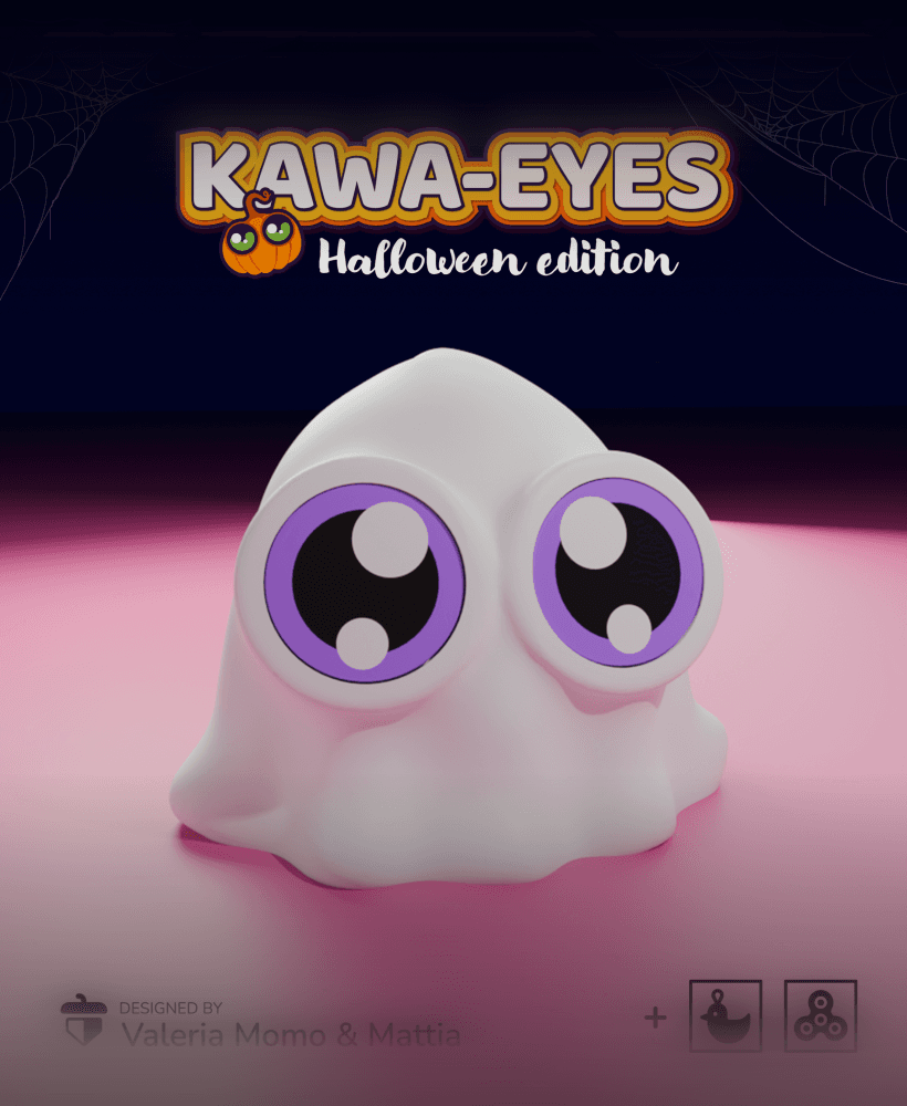 Kawa-eyes Ghost 👻🎃 Keychain & Fidget! 3d model