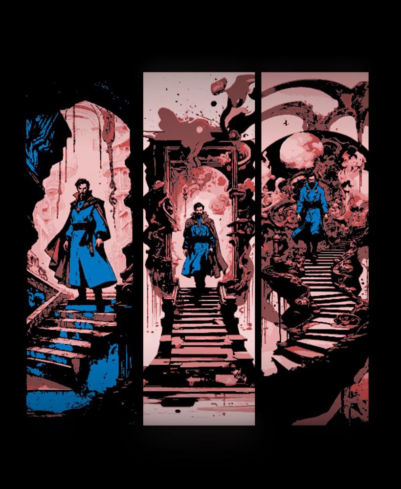 Fan Art of Marvel character Doctor Strange on the Endless Stairs - Set of Bookmarks 3d model