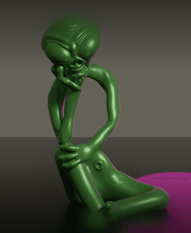 Thinking Alien Sculpture - Support Free 3d model