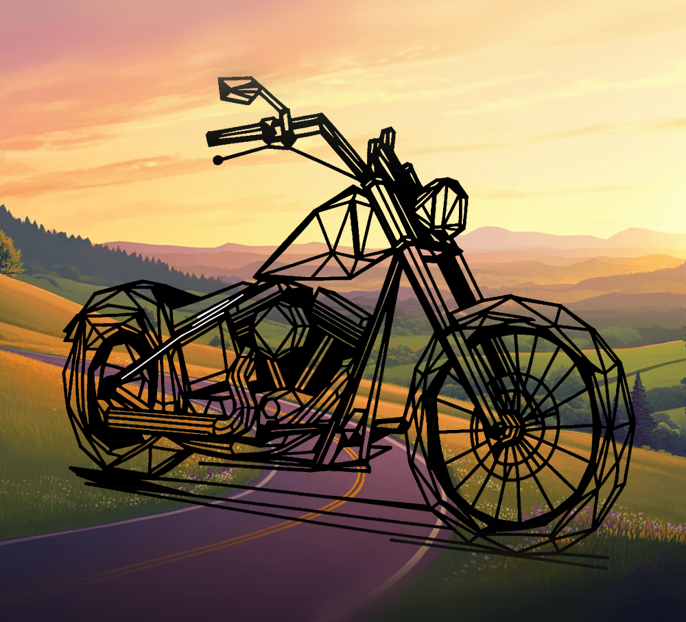 Geometric Chopper motorcycle - model 1 3d model