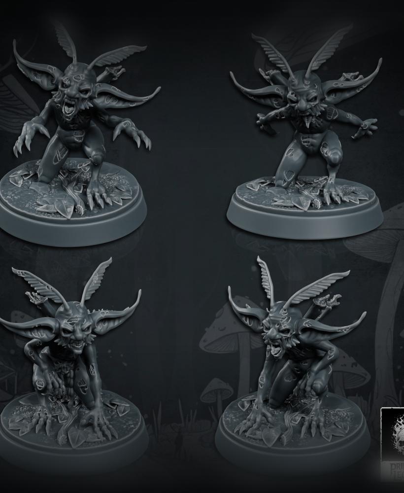 4x Grounded Zombiefey (25mm Bases) 3d model