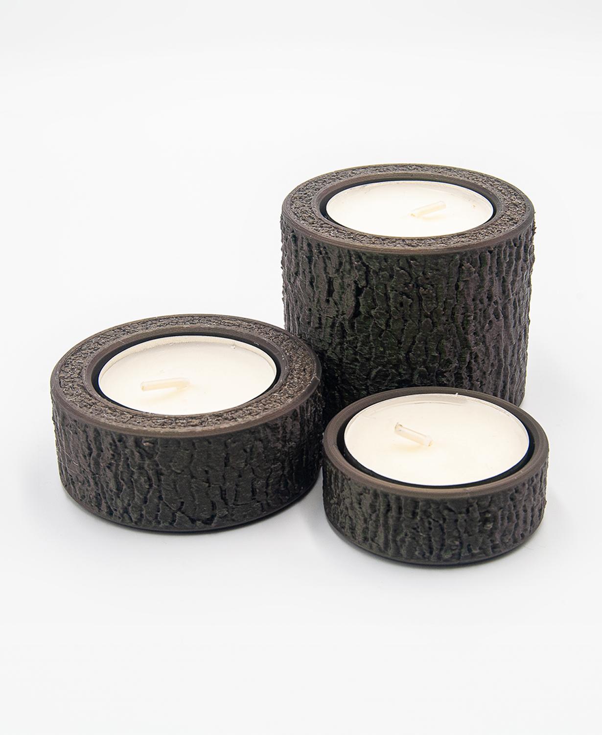 Wood Tealight Candle Holder Set 3d model
