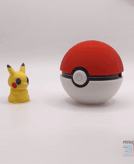 3D Printable Chibi Pikachu With Print in Place Pokeball 3d model