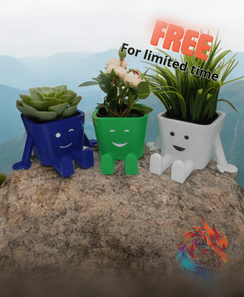 Smiling planters / set of 3 / no supports / 3mf included 3d model