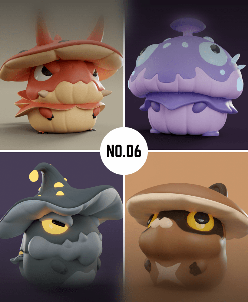 Grumpii 3D Printable Art Toy - Chubbii Series - Set 6 3d model