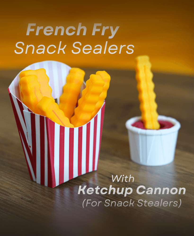 French Fry Snack Sealers - With Ketchup Cannon for Snack Stealers - Kitchen Clips 3d model