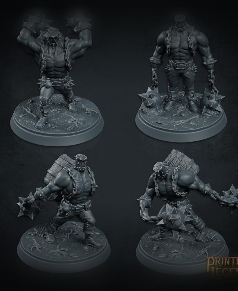 Bucketheads x4 (50mm Bases) 3d model