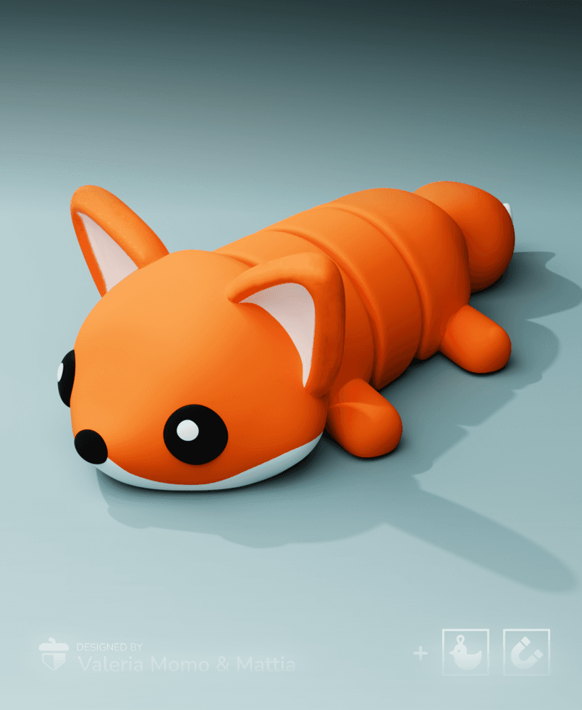 Cute Flexi Pets Fox (Keychain & Magnet) 3d model