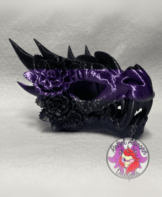 Dragon Skull - Dragon Skull with Flowers 3d model