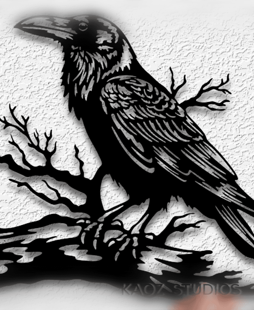 crow wall art raven wall decor halloween night decoration 3d model