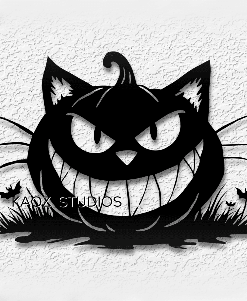 cheshire cat jackolantern alice in wonderland halloween decor 3d model