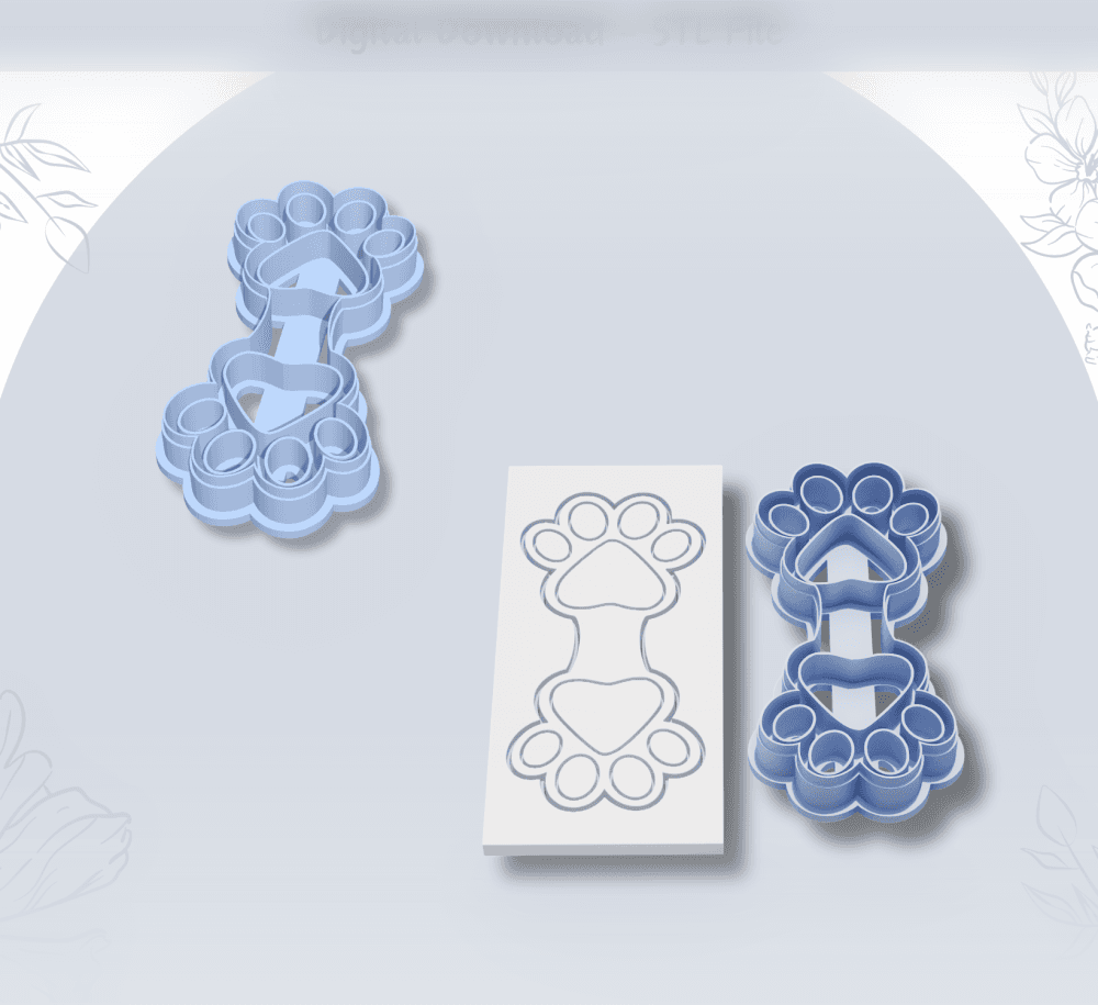 Paw Print Keychain Clay Cutter for Polymer Clay | Digital STL File | Clay Tools 3d model