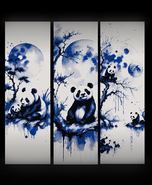 The peace loving panda basking in the Moonlight Ink painting - Set ob Bookmarks 3d model