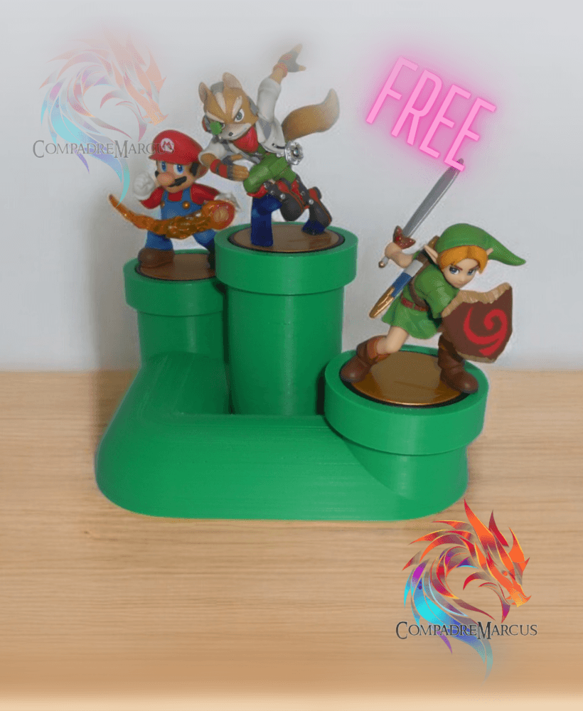 Amiibo Triple Pipe Display / No supports 3d model